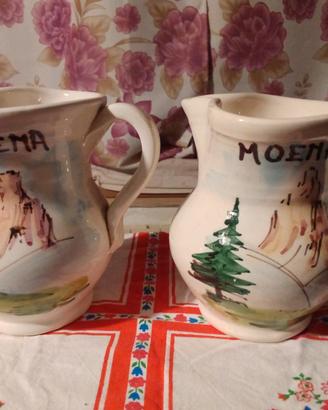 Coppia Brocche Vintage Dolomiti Dipinte a Mano