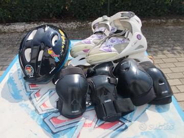 Pattini in linea, protezioni e casco n 38/41