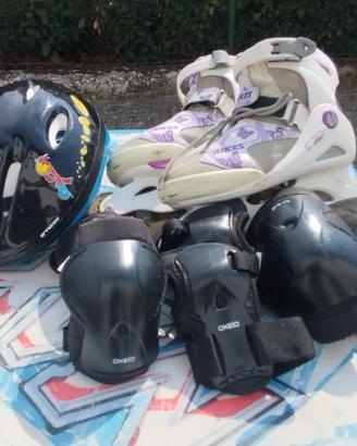 Pattini in linea, protezioni e casco n 38/41