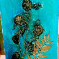 quadro dipinto a mano con fiori veri!!