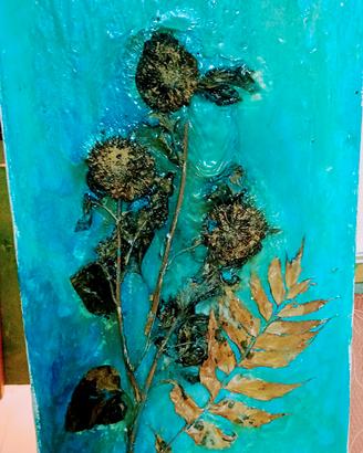 quadro dipinto a mano con fiori veri!!