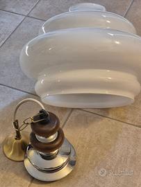 Lampadario Vintage vetro bianco anni 70