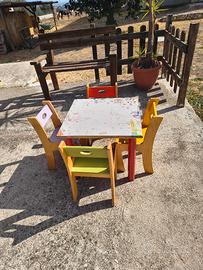 2 tavoli con sedie per bambini per casa asili cent
