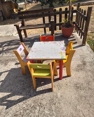 2 tavoli con sedie per bambini per casa asili cent