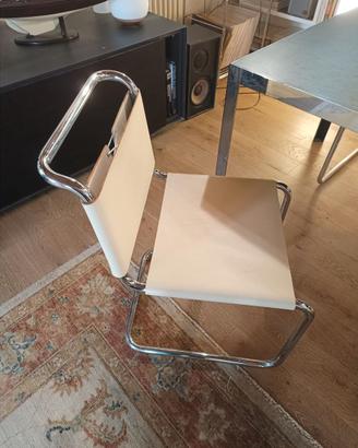 set di 4 sedie in cuoio bianco thonet STAM