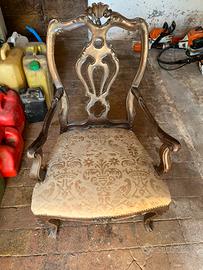 Coppia poltrone vintage con braccioli in legno
