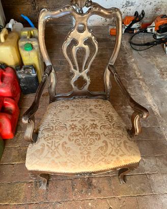 Coppia poltrone vintage con braccioli in legno