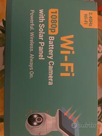 Wii fi battery camera with solar panel