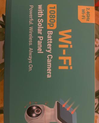 Wii fi battery camera with solar panel