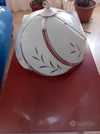 Lampadario vetro e ferro smaltato 