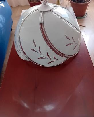 Lampadario vetro e ferro smaltato 