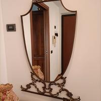 Consolle antica in bronzo e marmo con specchio