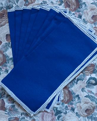 8 tovaglioli in tela blu/ nuovi 