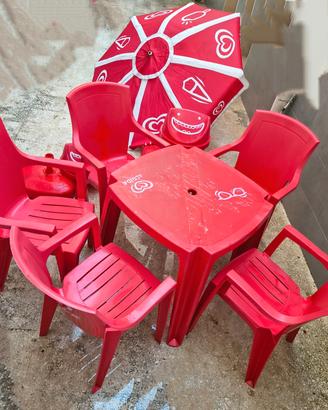 5 sedie tavolo ombrellone 3 porte ombrel secchio