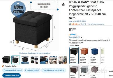 pouf poggiapiedi contenitore cubo
