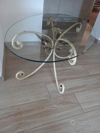 Tavolino vetro e ferro battuto
