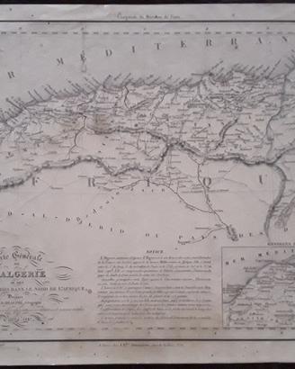 Carta geografica originale dell'Ottocento 