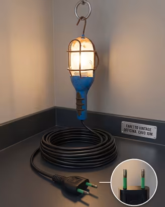 Lampada da lavoro portatile blu con gabbia protett