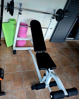 panca sport regolabile con bilanciere  dischi pes