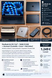 MacBook Air M5 13,6” Midnight + Accessori