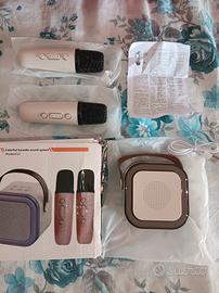 karaoke wireless Bluetooth con 2 microfoni Nuovo 