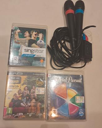 Lotto 3 giochi Ps3 quiz e SingStar con Microfoni 