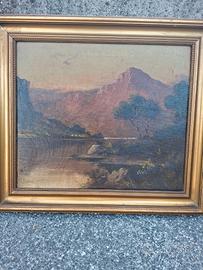 Dipinto Olio su Tela Paesaggio Scozzese J. Ducker