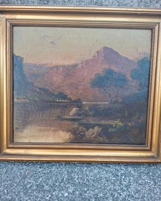 Dipinto Olio su Tela Paesaggio Scozzese J. Ducker