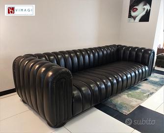 Divano Chester Industrial Club L. 270 pelle nera