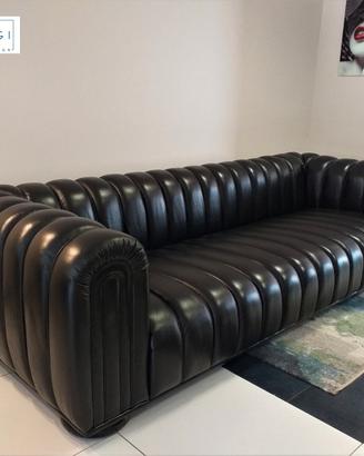 Divano Chester Industrial Club L. 270 pelle nera