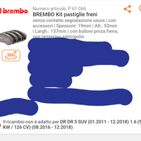 Pastiglie Brembo compatibili Citroen - Peugeot