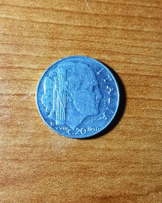 Moneta storica 20 centesimi del 1940 Regno