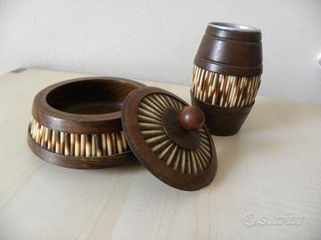 set da scrivania in legno africano