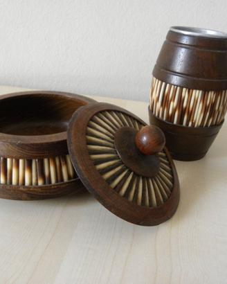 set da scrivania in legno africano