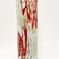 Vaso Murano cilindrico - bianco e rosso