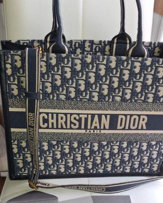 Borsa media tracolla Dior book  tote oblique blu