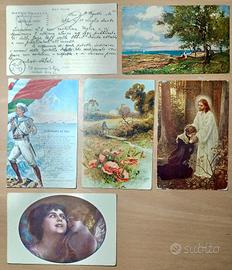 6 cartoline varie con francobolli Perfin
