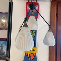 LAMPADARIO VINTAGE ART DECO OTTONE VETRO DESIGN