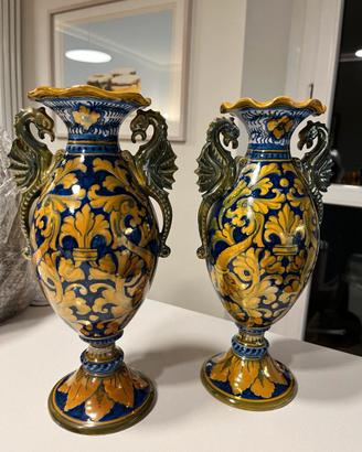 Coppia vasi lustro Robbia Gualdo Tadino anni 40