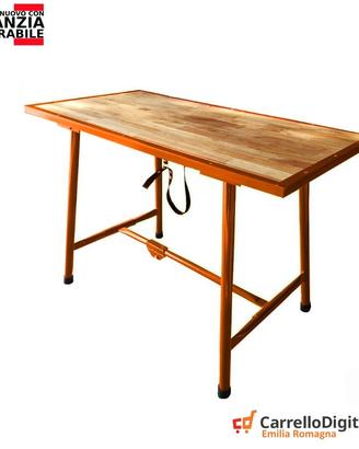 Tavolo lavoro pieghevole legno e acciaio Arancio