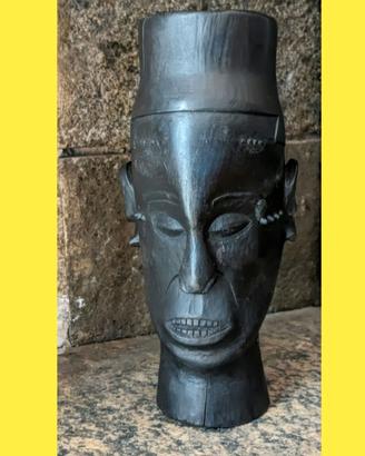 scultura Kuba in legno Congo anni 50 boccale