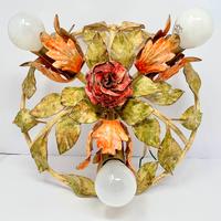 Plafoniera fiori ferro battuto  fiorentino 3 luci