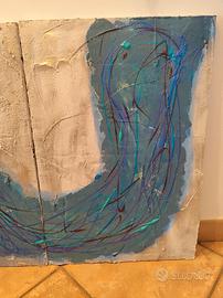dipinto astratto su tela con tecnica mista 