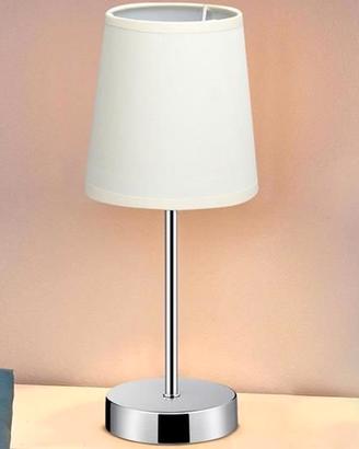 Lampada da Tavolo/Comodino Acciaio Cromato/Tessuto