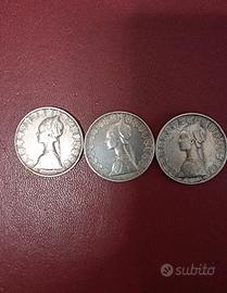 Tre monete 500 lire in argento le Caravelle 