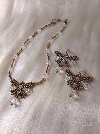 Collana Orecchini Vintage Ottone Farfalla elegante