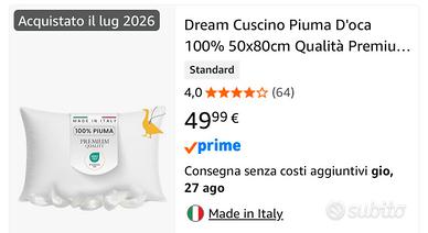 Cuscino in piuma d’oca