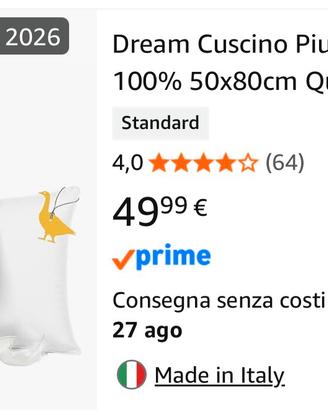 Cuscino in piuma d’oca