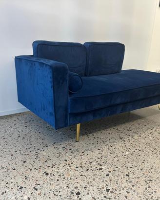 Divano contemporaneo velluto blu piendini oro