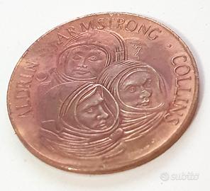 Rara Medaglia rame dorato 1969 sbarco sulla Luna